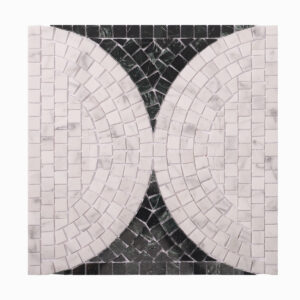 Polished Green and White Marble Cutting Art Mosaic Tiles