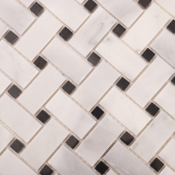 Carrara White Basketweave Marble Mosaic Wall and Floor Tiles