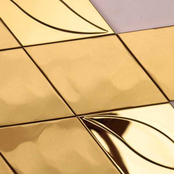 3D Golden  Diamond Stainless Steel Mosaic Wall Tile