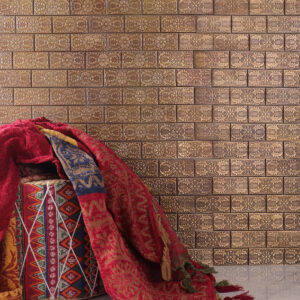 Copper Subway Mosaic with Decorative Patterns for Wall Accents