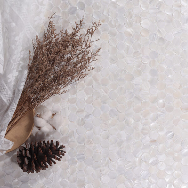 Penny White Natural Pearl Shell Mosaic Tile