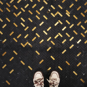 Black Marble and Gold Metal Gradient Mosaic Tiles