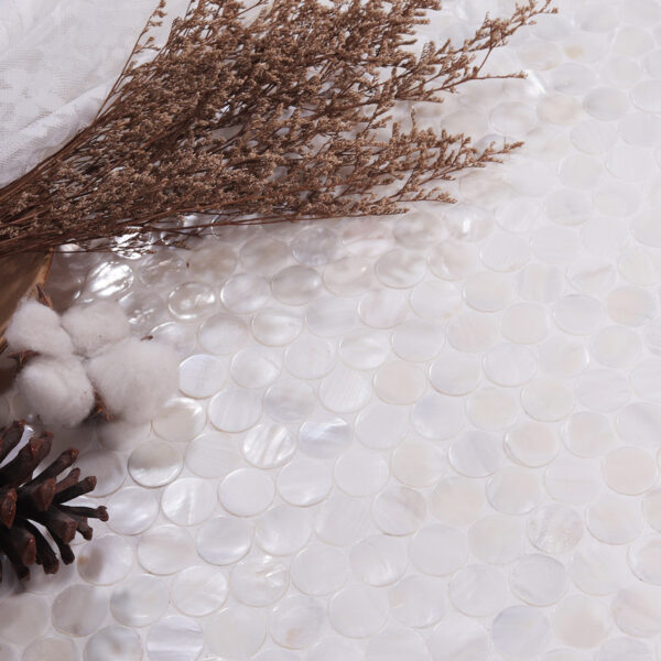 Penny White Natural Pearl Shell Mosaic Tile