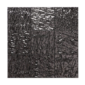 1208-75 Black Metallic Wavy 3D Stainless Steel Large Mosaic Tiles