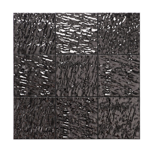 Black Metallic Wavy 3D Stainless Steel Large Mosaic Tiles