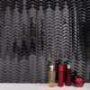1209- Black Stainlee steel Chrvron 3D Mirror Mosaic Tiles