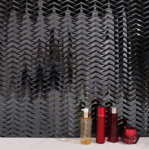1209- Black Stainlee steel Chrvron 3D Mirror Mosaic Tiles