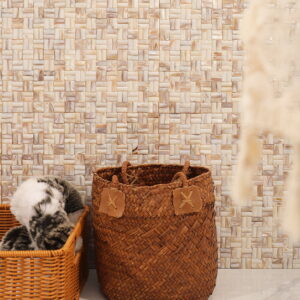 3D Beige Mother of Pearl Basket Weave Mosaic Tile