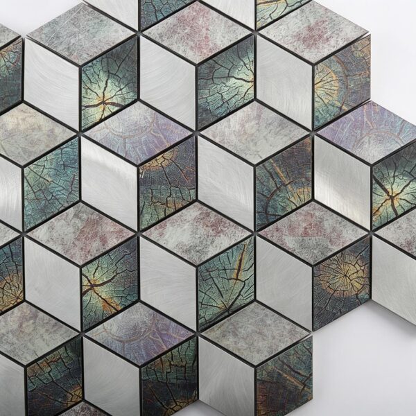 3d-cube-flat-aluminum-wall-mosaic-surface-detail Geometric 3d Cube Aluminum Mosaic Accent Wall Tile