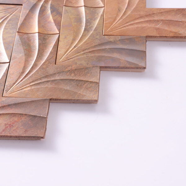 Antique Copper Leaf Pattern Metal Mosaic Wall Tile
