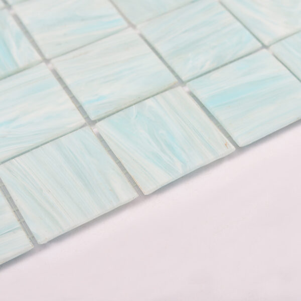 Aqua Blue Glass Mosaic Swimming Pool Tile Sheet