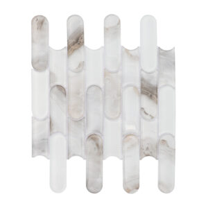 Modern Beige Gray Rounded Linear Glass Tile  Kitchen Backsplashes, Bar Walls Mosaic