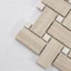 Beige Marble Basketweave Mosaic Tile with White Square Accents