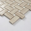 Beige Marble Basketweave Mosaic Tile with White Square Accents