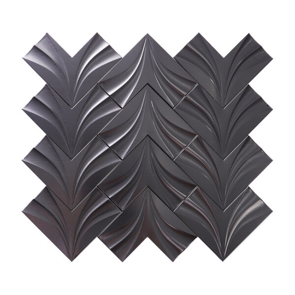 Black 3D Brushed Metal Chevron Mosaic Wall Tile