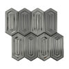 Black-Elongated-Hexagon-Stainless-Steel-Mosaic-Tile-Sheet-Angled-View Black Picket Stainless Steel Mosaic Mirror and Brushed Accent Wall Tile