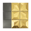 Black and Gold Pyramid Square Metal Wall Mosaic Tile
