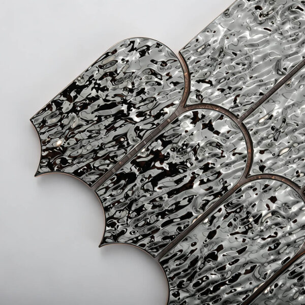 Black Ripple Fan Metal Mosaic Tile for Statement Walls