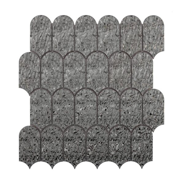 Black Ripple Fan Metal Mosaic Tile for Statement Walls