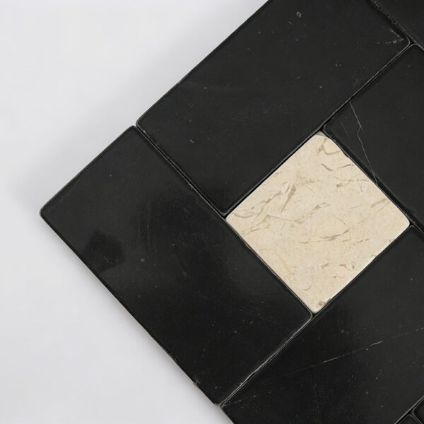 Nero Black Rectangles Marble Tile with Cream Dots
