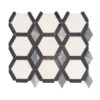 Black Border White Hexagon tile Marble Mosaic with Gray Diamond Accents