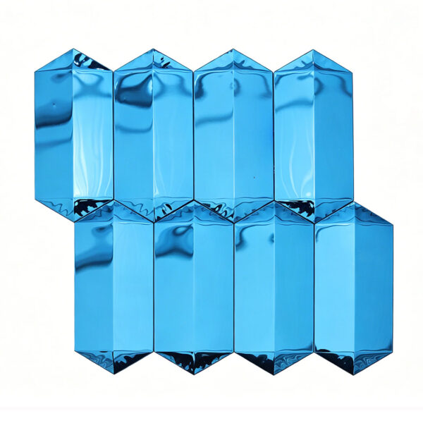 Blue-Mirror-Long-Picket-Mosaic-Tile-Sheet Blue Mirror Long Picket Beveled Mosaic Vanity Wall Tile
