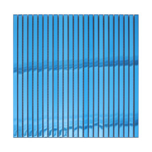 Glossy Cobalt Blue Metallic Linear Tile Shower Accent Wall and Modern Bathroom Long Mosaic