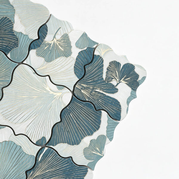 Blue-Silver-Floral-Aluminum-Mosaic-Tile-Corner-Detail Blue Silver Floral Aluminum Decorative Tile