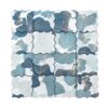 Blue-Silver-Floral-Aluminum-Mosaic-Tile-Sheet Blue Silver Floral Aluminum Decorative Tile