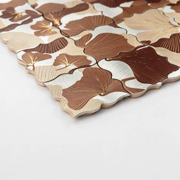 Brown-Floral-Aluminum-Mosaic-Tile-Angle-Detail Brown Beige Floral Aluminum Mosaic Tile