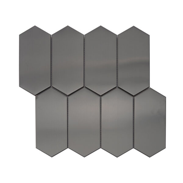 Brushed Black Long Hexagon Mosaic Kitchen Backsplash Tile