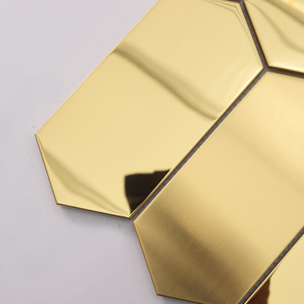 Gold Elongated Hexagon Mosaic Brushed Mirror Stainless Steel Tile