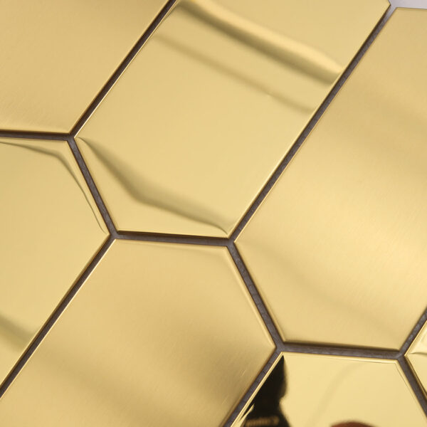 Gold Elongated Hexagon Mosaic Brushed Mirror Stainless Steel Tile