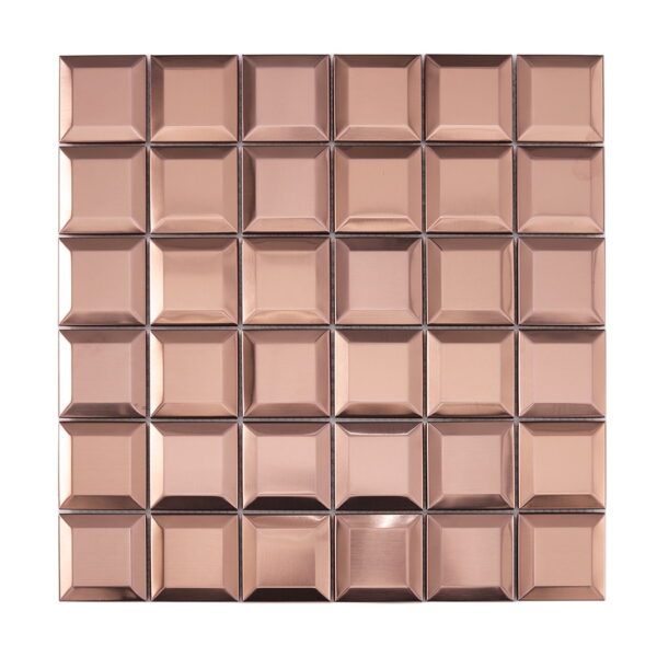 Rose Gold Beveled Brushed Stainless Steel Mosaic Tile for Bathroom Walls