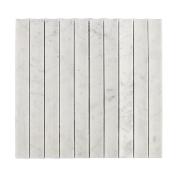 Carrara White Fluted Marble Kit Kat Tile Kitchen Backsplash and Bathroom Wall Mosaic