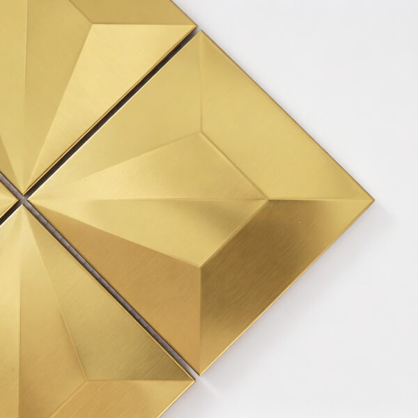 Black and Gold Pyramid Square Metal Wall Mosaic Tile