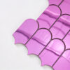 Close-Up-Pink-Arch-Mosaic-Edge-Detail Glossy Pink Arch Metal Mosaic Powder Room, Salon Wall Tile