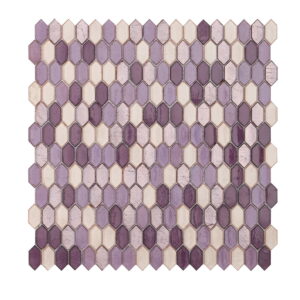 Purple Mixed Accent Glass Mosaic Tiles With Curved Decorative Wall