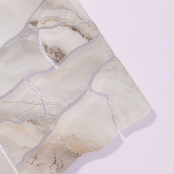 Modern Cream Beige Cracked Glass Mosaic Random Floor Tile