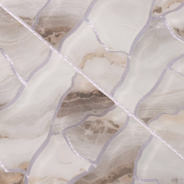 Modern Cream Beige Cracked Glass Mosaic Random Floor Tile