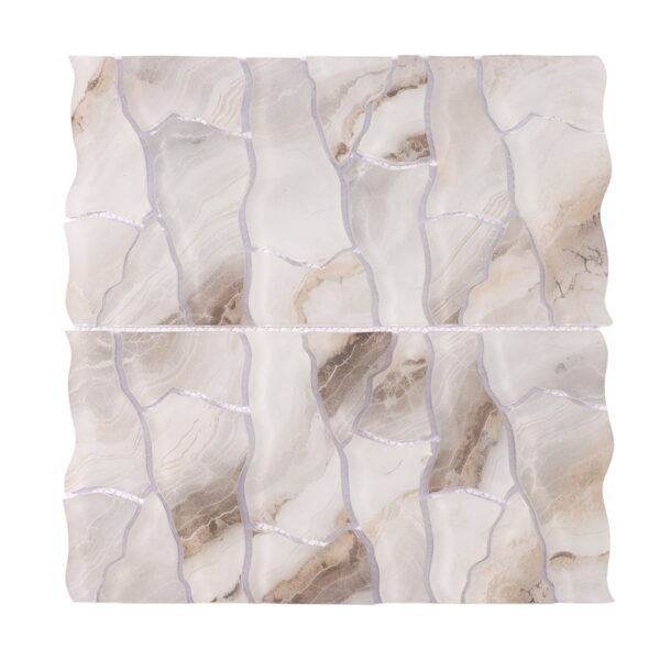 Modern Cream Beige Cracked Glass Mosaic Random Floor Tile