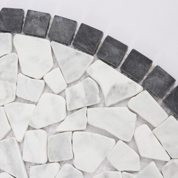 Curved-Edge-Pebble-Stone-Mosaic-Texture Black and White Flat Pebble Stone Floor Mosaic Tile
