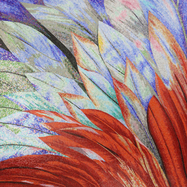 Full-Colorful-Leaf-Glass-Mosaic-Mural Colorful Tropical Leaf Handmade Glass Mosaic Mural Tile for Feature Walls