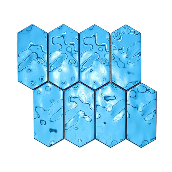 Blue Long Hexagon Stainless Steel Mosaic  Bathroom Kitchen Backsplash Tile