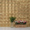 Mirror Chevron Wall Mosaic With Metal and Glass Gold 3D Tiles