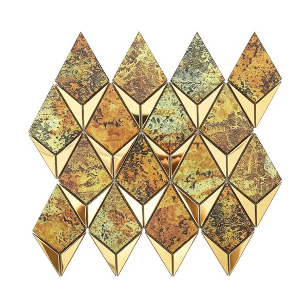 Gold Diamond Aluminum Metal Wall Tile Mosaic for Living Rooms and Bars