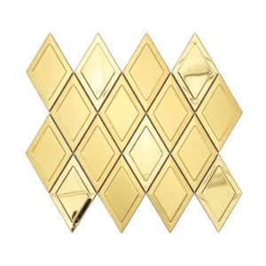 Gold Diamond Stainless Steel Mosaic Tile with Raised Geometric Detail
