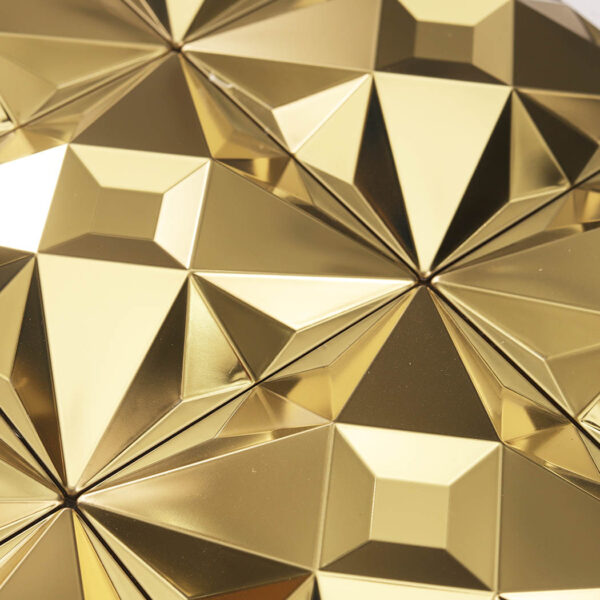 Gold-Geometric-Metal-Mosaic-Close-Up Luxury 3D Metal Geometric Gold Wall Tile Stainless Steel Mosaic