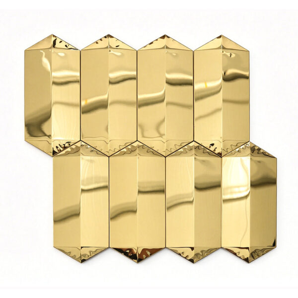 Gold Mirror Picket Beveled Stainless Steel Wall Mosaic Tile