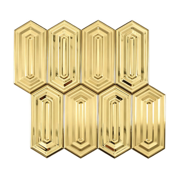 Brushed and Mirror Gold Picket Stainless Steel Mosaic Tile